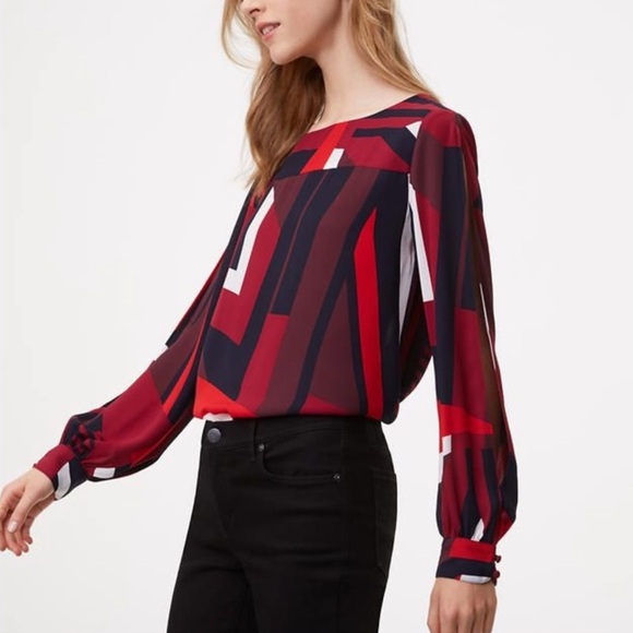 LOFT Tops - NWOT loft multi color slit sleeve blouse size small